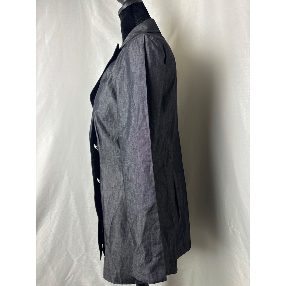 Ming Wang Blazer Jacket Women S Gray Excellent Double Breasted Cotton Office - Picture 3 of 7